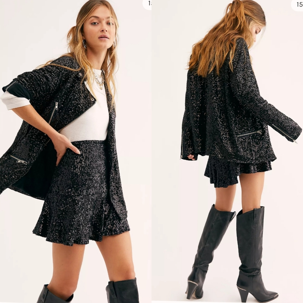 💯%Free people Midnight Message Moto Jacket - Picture 1 of 17